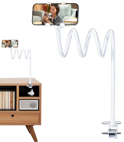 Supporto per telefono Comodino | Piedino regolabile a braccio lungo | Supporto per telefono sospeso - per tablet, registrazione video, filmato, posizione sdraiata, posizione seduta, scrivania,