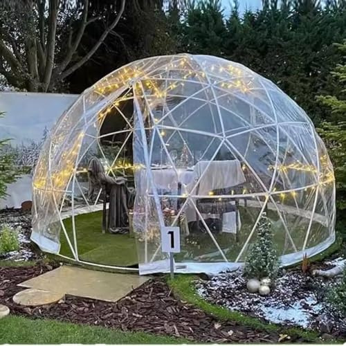 MANYOUYOU Serre-Dôme Igloo De Jardin, 3,6 X 2,2 M, Tente Dôme, Résistante Aux Intempéries, Pouvant Accueillir 8 à 10 Personnes, Housse Transparente, Système Géodésique