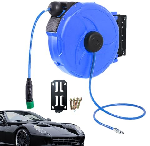 Enrouleur de Tuyau d'Arrosage Rétractable | Support De Rangement Rigide 12 Metres Tuyau Souple,Enrouleur De D'Arrosage À Fixation Murale,pour Jardin Garage Maison Atelier Lavage Extérieur