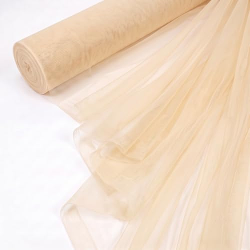 NZNSML 3 m x 160 cm tyll metervara mjukt tylltyg organza-tyg champagne | Tylltyg metervara tyll för bröllop båge party gåvor pyssel dekoration scendekoration gardin