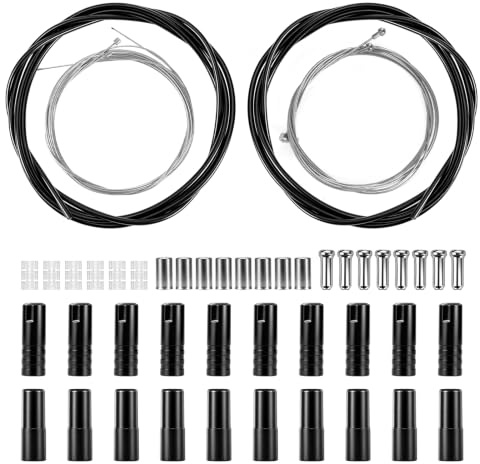 Kit de réparation complet de câble de frein et de changement de vitesse pour vélo, avec câbles intérieurs de frein et de dérailleur, embouts en métal et joints toriques en silicone, double connecteur