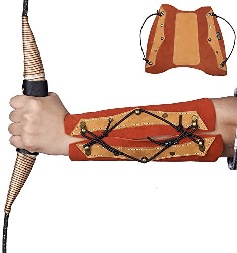 Huntingdoor Protège-Bras de tir à l'arc Garde-Bras en Cuir Protecteur d'avant-Bras Onglet Barcer pour tireur à Main Gauche et à Droite Équipement de Protection pour tir à l'arc Tir Chasse-Bras