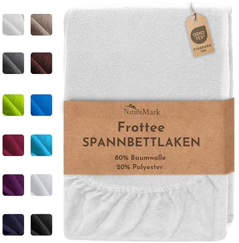 NatureMark Sábana Bajera de Felpa – Suave y Transpirable, Delicada con la Piel, práctica y fácil de Lavar, Duradera y Resistente, 80% algodón & 20% poliéster, 140x200-160x200 cm, Blanco