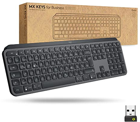 Logitech MX Keys for Business, Teclado retroiluminado inalámbrico, Disposición QWERTZ Alemán - Gris