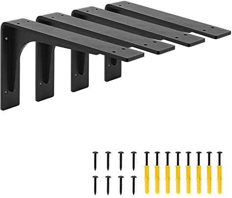 PICESA 10x 6Shelf Brackets,L Shelf Brackets,max Load 300lbs, Vertical Angle, Premium Alloy Metal Heavy Duty Shelf Bracket, high Strength Mounting Hardware Included, Corner Brace Joint,Pack of 4.