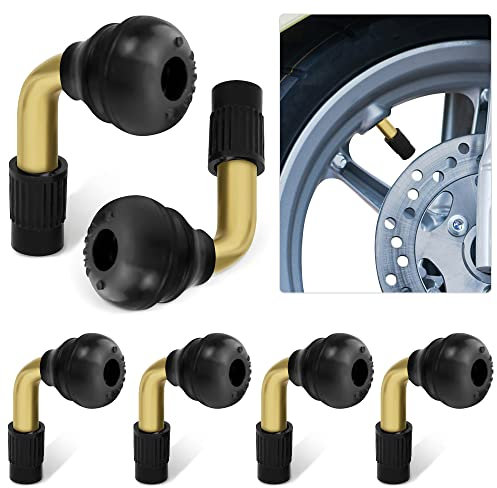 RMENOOR 6 Stücke Tubeless Ventil Motorrad PVR70 Schlauchlos Reifenventil Messing Felgenventile 90 Grad Tubelessventil Ventil Motorradreifen Tubeless Autoventil Reifen Gummiventil für Autos Fahrräder