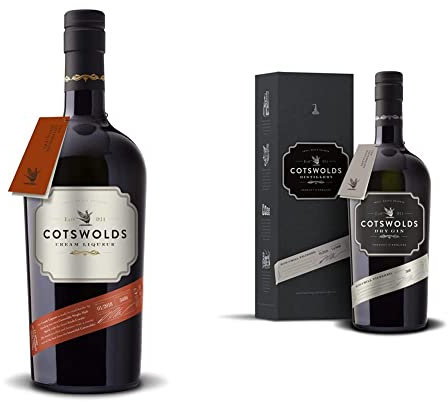 Cotswolds Cream Liqueur - Luxurious Single Malt Whisky Spirit Blended with Fresh Irish Cream - 17% ABV - 70cl & Dry Gin, 700ml