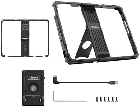 Accsoon PowerCage Pro Ⅱ Tablet Käfig für iPad Pro – 32,8 cm (12,9) (Gen 3, 4, 5, 6) mit NP-F-Batterieplattenadapter, bleibt als On-Camera-Monitor aufgeladen, zur Verwendung mit SeeMo/SeeMo Pro/Nano
