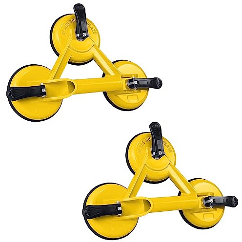 Froadp Saugheber Glassauger 2 Stück Vakuumheber Scheibenheber 120mm Glasheber aus Aluminium und Kunststoff 120kg Tragkraft Saugnäpfe für die Handhabung von Glas Fliesen Holzplatten (Gelb)