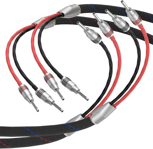 High-End Lautspecherkabel, A Paar Lautsprecherkabel Flexibles Kabel Versilberte Banane Speaker Cable Lautsprecher Kabel mit hochwertigen Bananensteckern für High End Lautsprechersystem (2.5m)