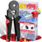 Aderendhülsen Set, Kabelschuhe mit Zange, Aderendhülsenzange mit 1200 Stück Kabelschuhe Set/Crimpzange Aderendhülsen/Presszange/Crimpzangen, Crimping Pliers für 0,25-10mm², Ergonomischer Crimping Tool