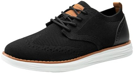 Bruno Marc Herren Anzugschuhe KnitFlex Craft Atmungsaktiv Gestrickter Stoff Schnürhalbschuhe Sommer Casual lässige Moderne Klassische Schuhe,Size 44.5,Schwarz 06,SBOX2406M