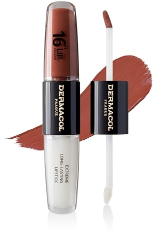 NEW Dermacol - 16-Hour Lip Colour, Highly Pigmented Glossy Lip Stain, Two-Phase Lip Plumper Gloss, Kissproof Lip Makeup Products with Matte and Glitter Finish, n. 23