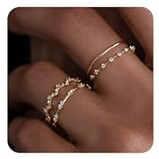 ZHESHY Ring Gold Set Frauen 14 Karat Vergoldete Goldene Ringe Goldring Stapelringe Zirkonia Fingerring Knöchelringe Daumenringe Wasserfest Statement Ring Gold Schmuck Für Damen Mädchen Größe 52-62