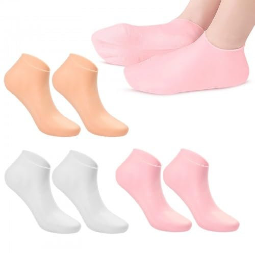Volumoon Silikonsocken, 3x Spa Pediküre Socken, Fußmaske Socken, fusspflege socken, Feuchtigkeitsspendende Socken, Gel-Socken Fußpflege, für Trockene, Rissige Füße für Frauen und Mädchen, EU 41-43,XL