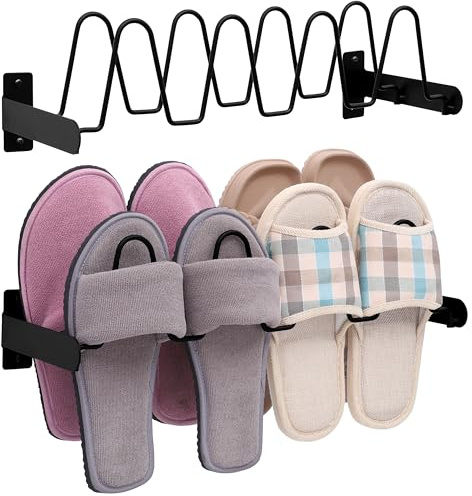 BELLE VOUS 2x Schuhregal platzsparend - Für an der Wand - Schuhablage - Schuhregal Metall - Schuhaufbewahrung - Für Hausschuhe, Pantoffeln, Turnschuhe und mehr - Für alle Räume