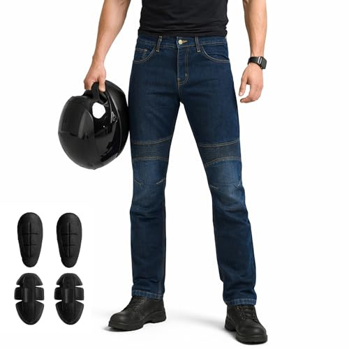 Vaster Moto, pantaloni da motociclista in denim per uomo con protezione in armatura in Kevlar, approvati dalla CE EN 17092-3:2020, 4XL