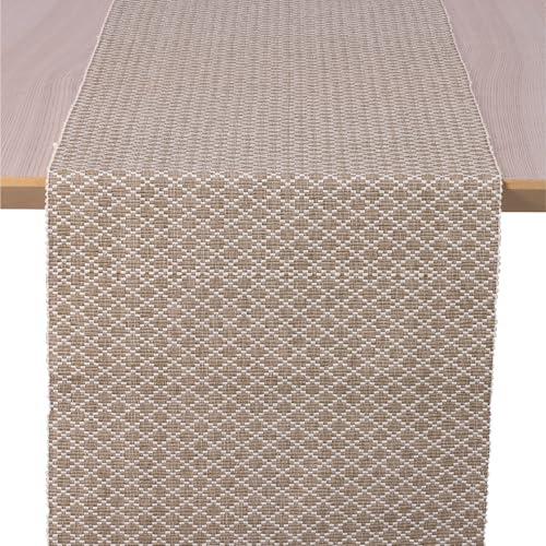 JEMIDI Camino de Mesa Beige - Camino Mesa de Rombos 40 x 240 cm - Caminos de Mesa Reversible de Algodón 100% Natural - Tapete Mesa Comedor 6-8 Comensales - Decoracion Mesa Comedor