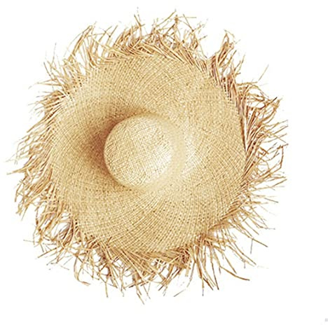 Chapeau de Paille en Raphia Vintage Large et Solide Frange pour Femmes - Chapeau de Soleil Pliable UV Protection