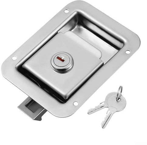 HEBEOT Maniglia a Paletta per Montaggio a Filo Chiusura per Porta Camper, Serratura Da Viaggio per Rimorchi in Acciaio Inox Resistente, Serratura per Porta Camper Serratura 12 X 9,2 Cm