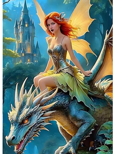 GDYEEH 5D Drache Diamant Painting Pictures, DIY Schönheit Diamant Art Painting Kits, Traumland Diamond Painting Set for Adults Anfänger, Diamond Painting Art by Numbers for Home Decor 30x40cm