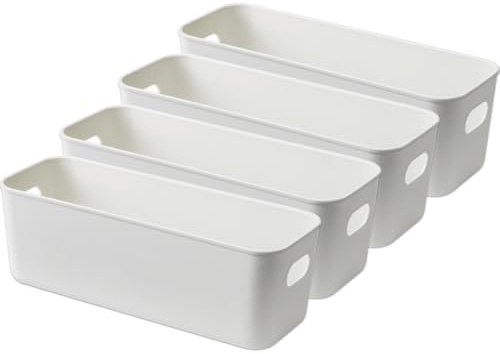 Plastic Storage Boxes,4 Pcs Bathroom Storage Baskets,Plastic Storage Basket