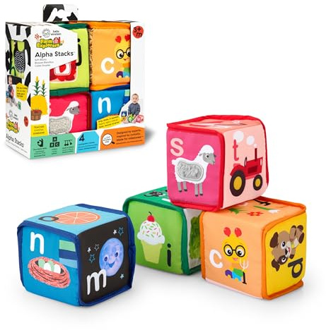Baby Einstein Alpha Stacks Soft Blocks, Multisensory and Lightweight, Ages 3 Months and Up