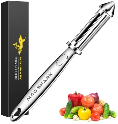 MAD SHARK Vegetable Peeler, Potato Peelers, I-Shaped Ultra Sharp Stainless Steel Blades Peelers, Orange Peeler for Kitchen, Veggie, Fruit, Garlic, Carrot, Apple Peeling