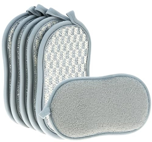 QWORK® 6 Stück Zweiseitig Spülschwamm, Kratzfreie Scheuerschwämme für Küche und Geschirr – 16.5 * 9.5cm