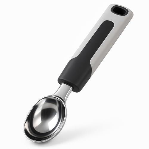 OBD Ice Cream Scoop with Non Slip Handle Hanging Loop Dishwasher Safe Stainless Steel Cookie Scoop for Ice Cream Cookies Dough Frozen Gelato Sorbet Mashed Potatoes