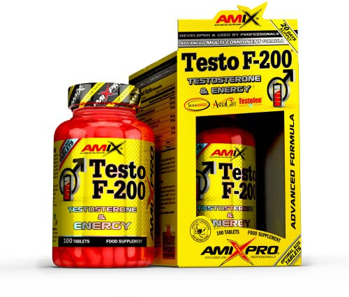 AMIX Testo F-200-100 Tabletas - Suplemento Alimenticio - Aumenta el Nivel de Testosterona - Aporta Fuerza Energía y Resistencia - Refuerza el Sistema Inmunológico