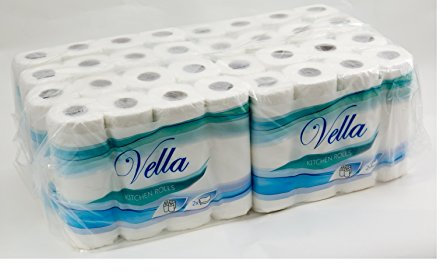 Vella 32 Küchenrollen Original von VOS saugstarke Wischtücher 2- lagig im riesigen Vorteilspack 8 x 4 Rollen (32 x 64 Blatt)