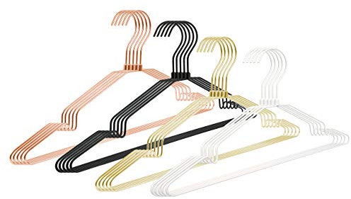 Natural Goods Berlin 15x GARD Kleiderbügel, Multifunktionsbügel mit Hosenstange, 360 Grad drehbar, Metall (Gold, 15er Set)
