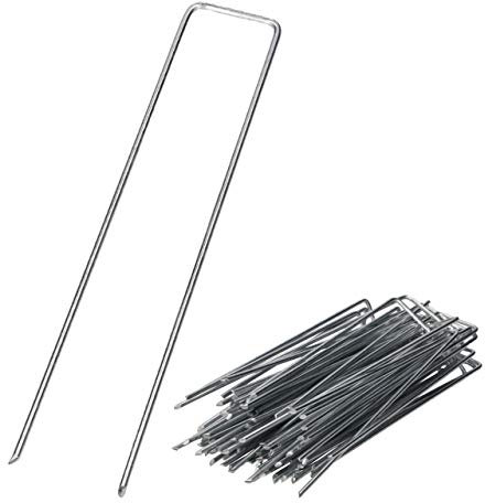 GARDENIX Pack of 50 IronPEG galvanized anti-rust ground anchor made of steel wire 200 x 30mm - Ø 3mm for securing weed fleece, nets, groundsheets, wire mesh