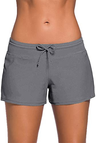 Kfnire Shorts de Natación Mujer Secado Rápido Estilo Boyleg División Lateral Playa Surf Essential Bikini Short Deportes Acuáticos Pantalones Cortos de Protección UV