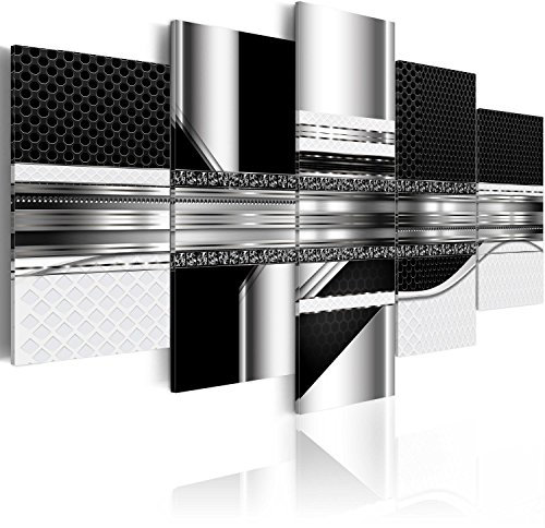 B&D XXL - Tableau Acoustique Abstrait 200x100 cm 5 Parties - Décoration Murale Anti-Bruit Isolation Phonique Bureau Chambre Panneau Insonorisant Impression sur Toile - Abstrait a-A-0184-b-n