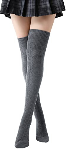 Kefiyis Knee High Socks Women's Thigh High Socks Over the Knee Socks Long Knitted Warmer Socks