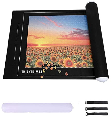 Celawork Tapis de Puzzle pour 1500 2000 3000 Pièces avec Roulettes (Noir, pour 3000)