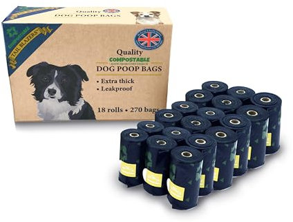TAIL BLAZERS™ Quality Compostable Dog Poop Bags 270. Corn Starch Waste Bag Rolls for Dogs. Double Seal, Leak Proof. Different from Biodegradable Doggy Poo Bags. Extra Thick and Easy Tear.