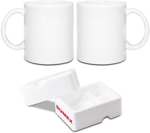 Sumex Set di 2 Tazza in ceramica a sublimazione,bianca tazze per sublimazione 11 once tazza di sublimazione 325ml per caffè latte tè