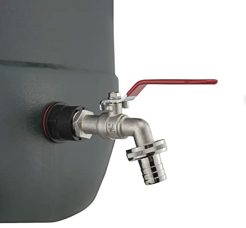 water butt/rain barrel/storage tank connector+easy turn metal lever tap+FREE THREAD SEAL TAPE (requires a 26mm hole) complete with hose barb