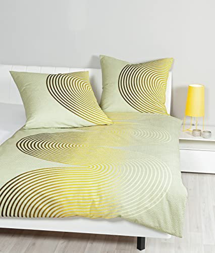 Janine Bettwäsche Seersucker Tango 135x200 + 80x80 cm rauchgrün