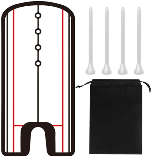 1 miroir de réglage de golf avec 4 pointes de golf, 1 sac de rangement, appareil d'entraînement portable, outil de réglage de balle de golf, aide à l'entraînement au golf