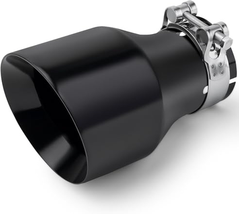 Embouts d'échappement 304 acier inoxydable auto embout d'échappement fin tuyau d'échappement embout double paroi poli coupe oblique silencieux embout auto embout d'échappement, entrée 63mm (2,5