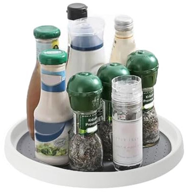 Lazy Susan Drehteller, 25 cm Gewürzhalter, rutschfestes Gewürzregal, um 360 Grad drehbar, Gewürz-Organizer für Speisekammer-Organizer und Aufbewahrung für Kühlschrank, Küche, Speisekammerschrank
