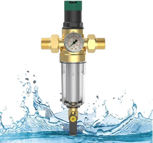 Druckminderer Wasser,3/4 Zoll Druckminderventil,Druckminderer mit Manometer und Messgerät,Hauswasserfilter Mit Druckminderer,Druckregler zur Filterung von Verunreinigungen im Wasser(3/4 Zoll DN20)