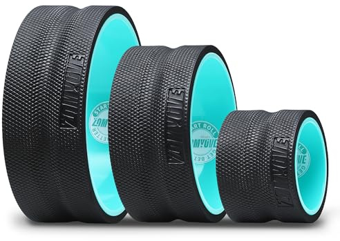 Zomyove 3 Pack Back Roller- Yoga Wheel for Back Pain Reliefn & Stretching, Back Wheel for Deep Tissue Massage, Foam Roller for Physical Therapy & Exercise