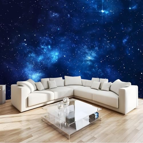 Azul Marino Papel Pintado Pared galaxia cielo estrellado Papel Tapiz Tejido No Tejido DecoracióN de Pared Murales 200x140 cm FotográFic Sala de Estar Dormitorio Tv De Fondo Fotomurales