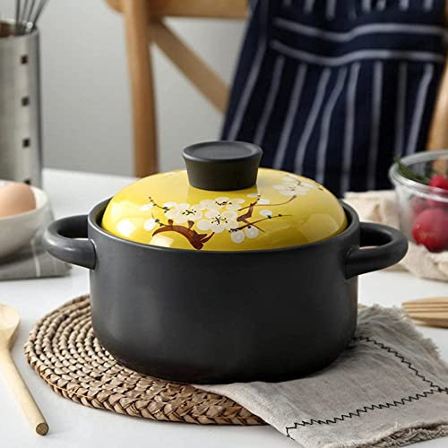 INFYDAY Marmite en céramique Casserole en Terre Cuite Casserole en céramique Pot en Argile Pot de Cuisson en Argile avec Couvercle, résistance aux Hautes températures, Facile à n