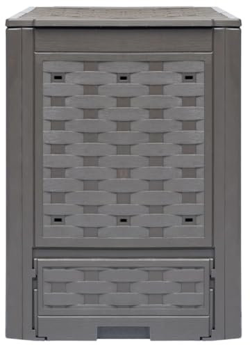 Compostiera da giardino, 2 pezzi, 60 x 60 x 83 cm, 600 l, in plastica, rattan